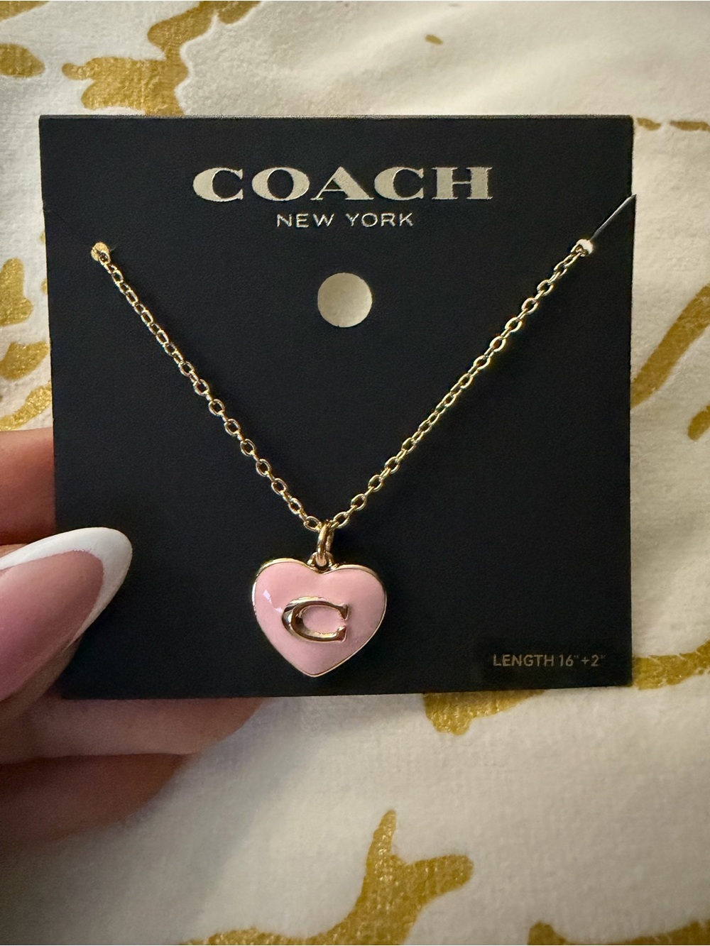 Coach Pink Heart Pendant Necklace